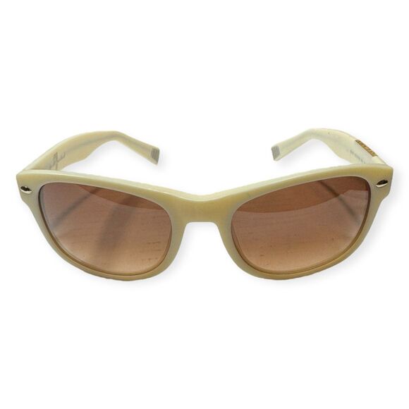 7 FOR ALL MANKIND Echo Sunglasses Square White/Ivory Frame Brown Lenses 143mm - Picture 3 of 10